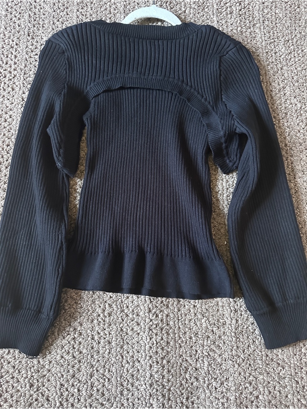 SHEIN Black Ribbed Crewneck Sweater